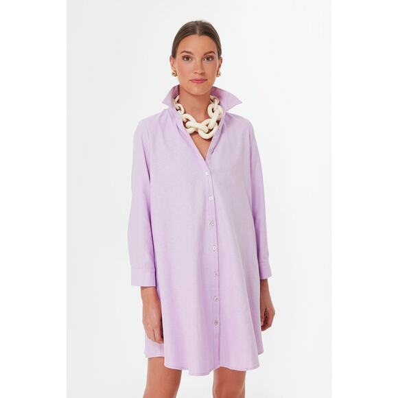 POMANDER PLACE Lavender Oxford Harris Shirt Dress Size XS NWT - Picture 1 of 6